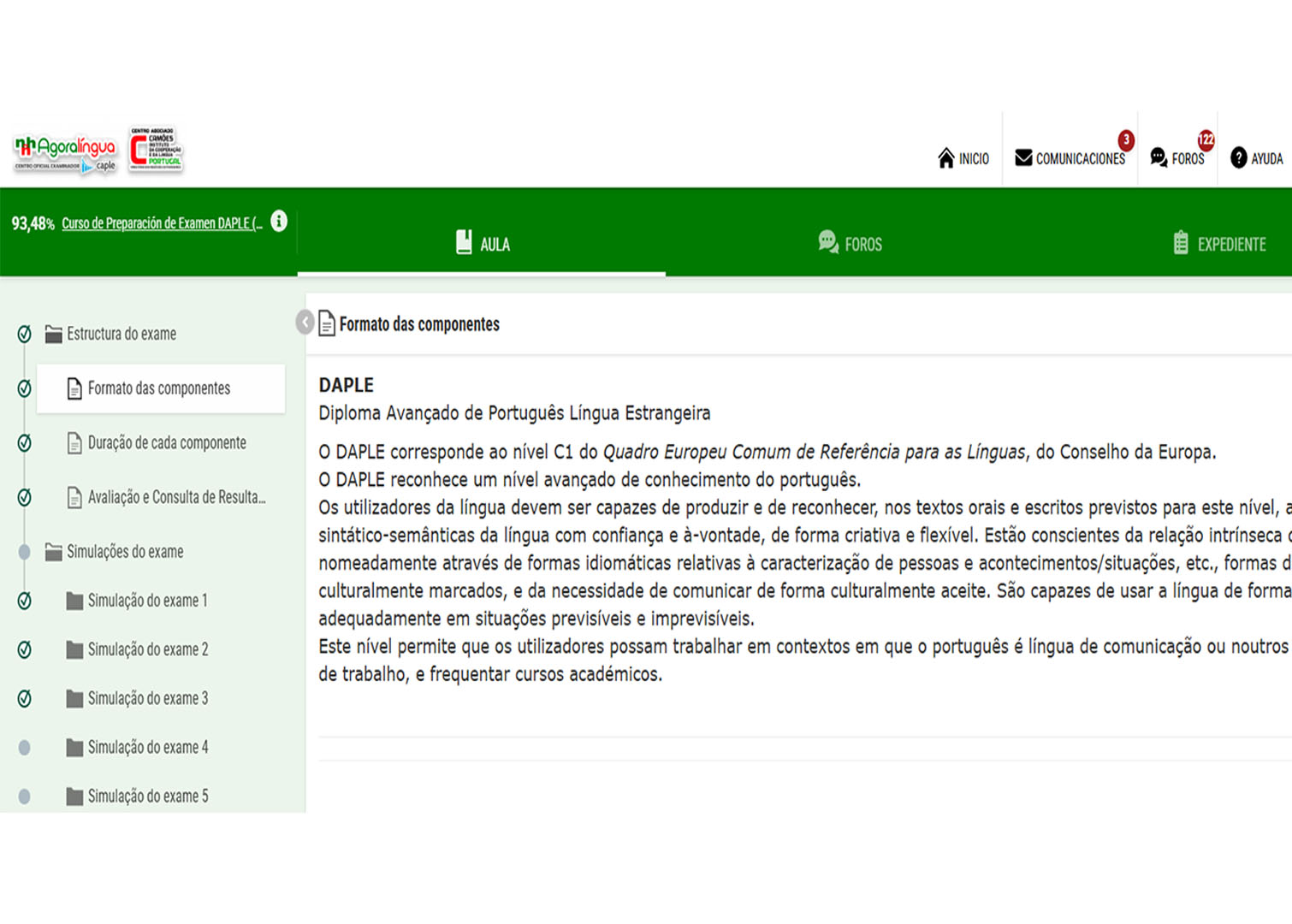 preparación examenes oficiales de protugués